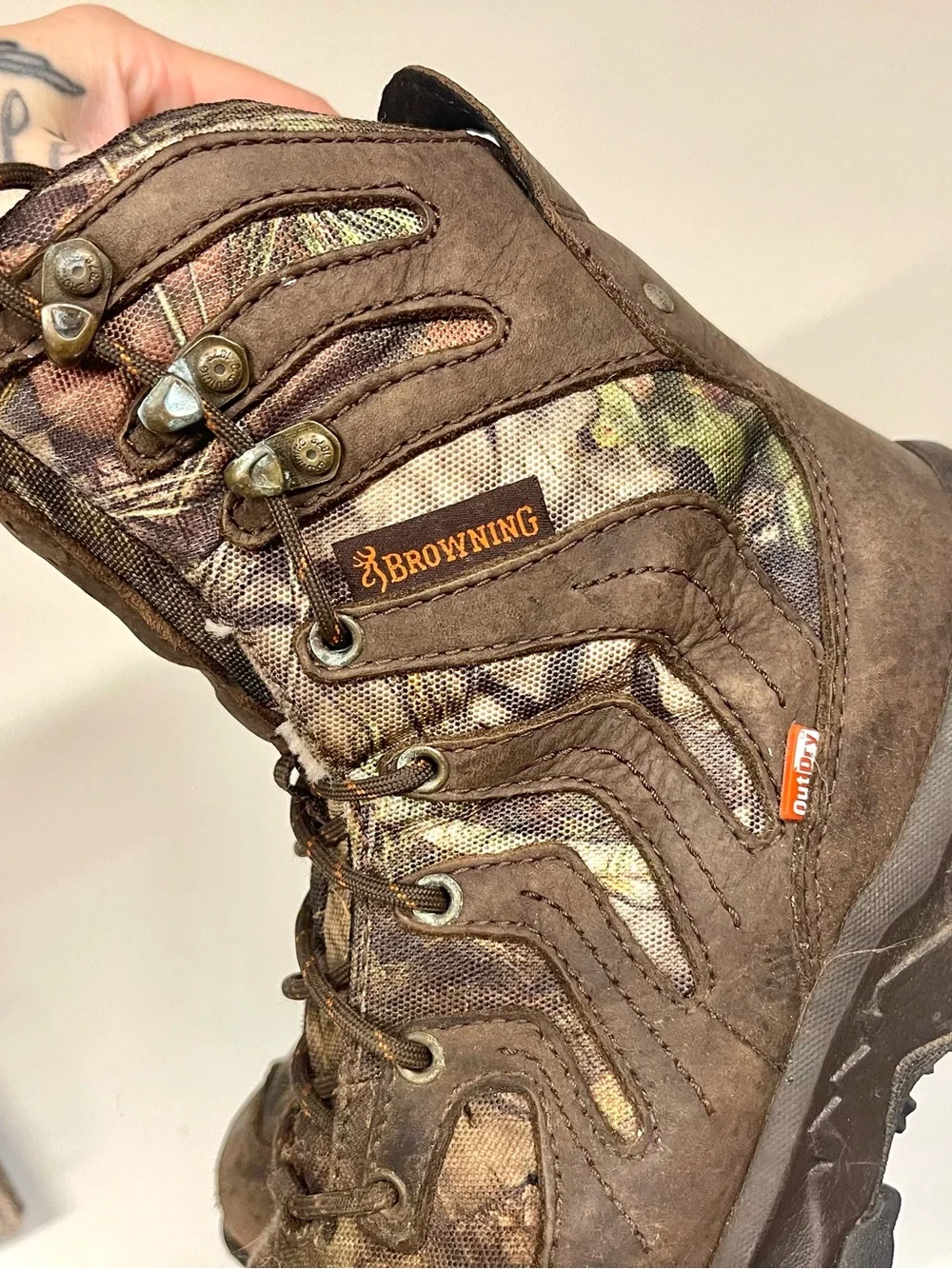Browning Men’s Size 8 Camo Hunting Boots Waterproof Insulated Outdoor Hiking